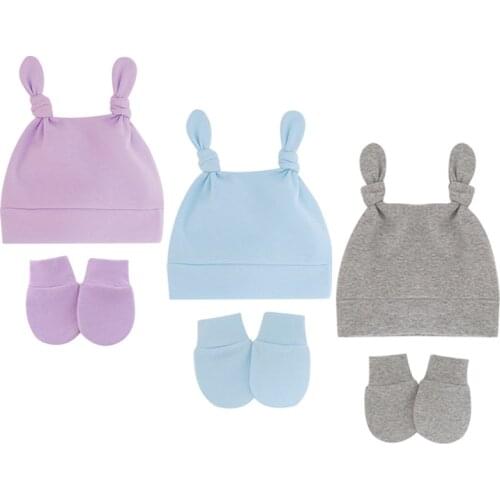 Newborn Baby Hat with Gloves For Girls Boys Cotton Lovely Baby Beanie Newborn Hat Infant Toddler Accessories 24 Colors
