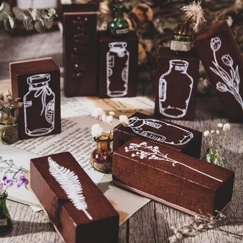 Vintage Daisy Tulip Vase Decoration Stamp Wooden Rubber Stamps For Scrapbooking Stationery DIY Craft Standard Stamp