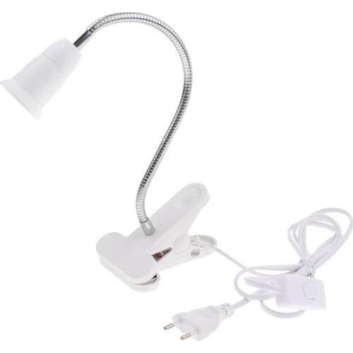 EU Plug E27 Clip On Reading Light Base Desk Reading Lamp Socket White