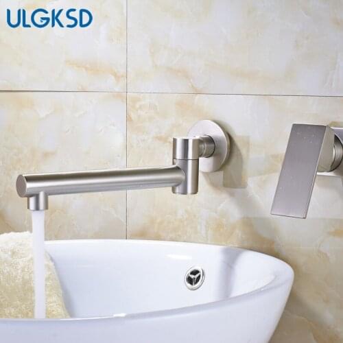 ULGKSD Basin Faucet 360 Rotation Hot and Cold Water Mixer Tap Single Handle Wall Mount Para Bathroom Sink Washing