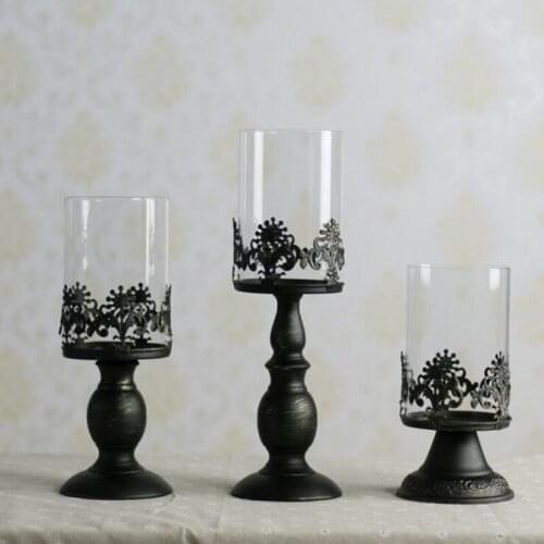Candles Good Quality Classical European Style Hollow Iron Candle Holder Wedding Party Home Decoration Glass Holders Wedding Gift