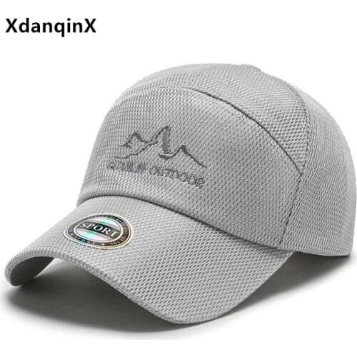 XdanqinX Summer Mens Cap Mesh Breathable Baseball Caps Adjustable Size Letter Embroidery Womens Sports Cap Couple Fishing Hat