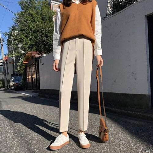 Loose size New Spring Thicken Women Pencil Pants New Wool Pants Female Autumn High Waist Loose Trousers Womens Trousers Autumn