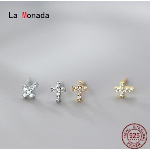 La Monada Stud Earrings For Women Silver 925 Minimalist CrossFine Women Earrings In Jewelry Stud Earrings 925 Sterling Silver