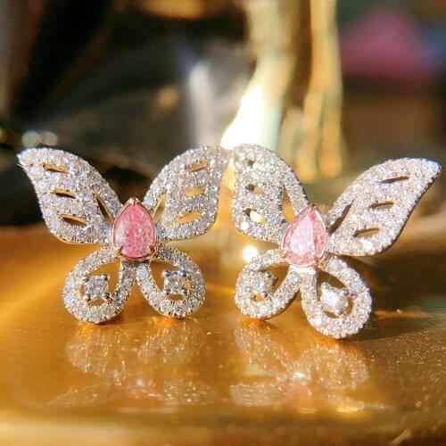 Earrings 2021 trend women for earrings Costume Jewelry Pink Butterfly Earrings korean-style wedding jewelry