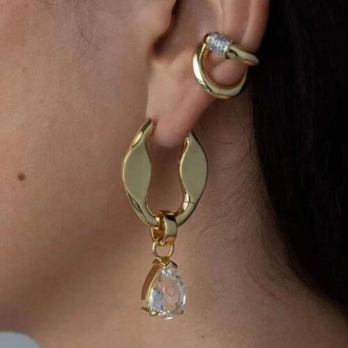 Punk cystal pendant earrings for women exaggerated dangle earrings peal earrings party jewelry geo for girlfriend gift