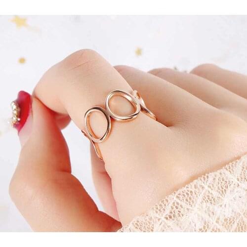 FATE LOVE 11mm Novelty Design Women Rings Stainless Steel Rose Gold Color Fashion Jewelry US size 6 7 8
