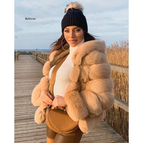 Winter Thick Warm Faux Fur Coat Women Plus Size Hooded Long Sleeve Faux Fur Jacket Luxury Winter Fur Coats