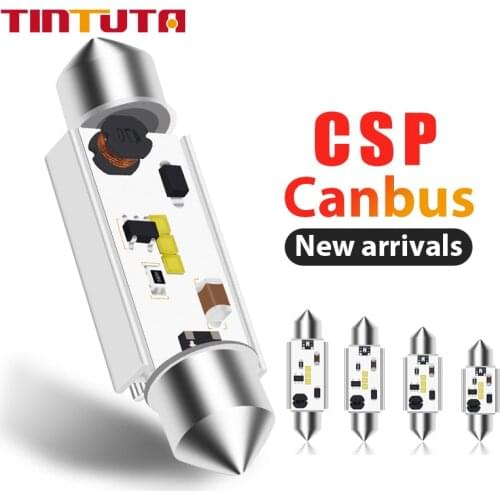 1PC Festoon CSP LED C5W C10W Bulbs 31mm 36mm 39mm 41mm Super Bright Car Dome Light Canbus No Error Auto Interior Reading Lamps