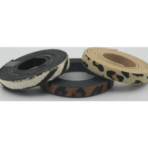 3Pcs Real Horse Leather Flat Leather Cord with Horse Hair 10.0x2.0mm