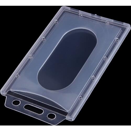 5Pcs Transparent Plastic Vertical Hard ID Access Card Cover Credit Card Case Badge Holder Double Side Card Holder Case