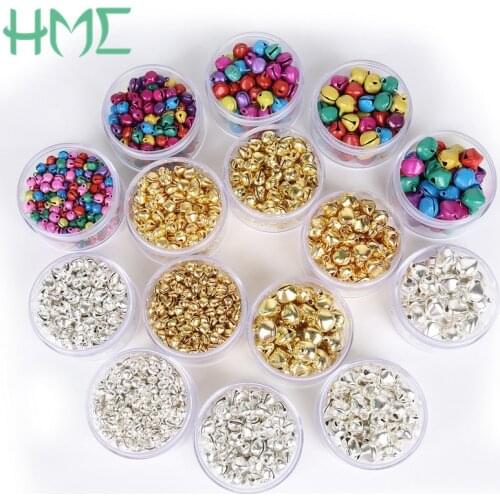 50-300Pcs 6/8/10/12/14mm Jingle Bells Iron Loose Small Beads For Christmas Decoration DIY Craft Charms Bracelet Jewelry Making