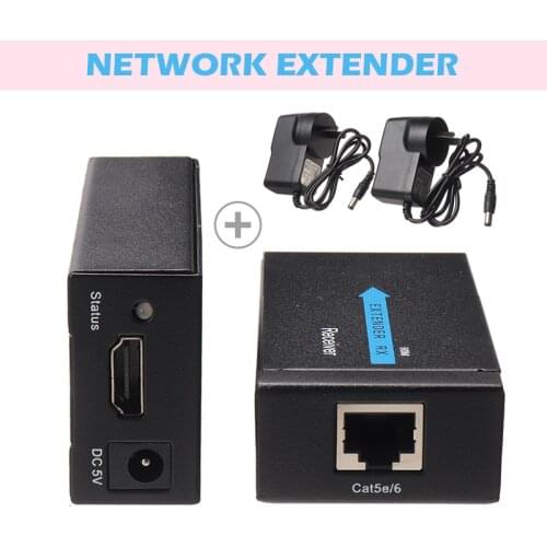 60M Signal Network Extender Cable CAT5E/6 Ethernet RJ45 HDMI-compatible 1080P Extension Cable Splitter Audio Connector Parts