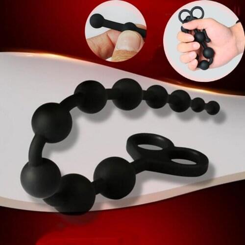 Anal Ball Butt Plug Large Size Black Anal Beads Silicone Anal Sex Toys Male Prostate Massager BDSM Adult Sex Toys Gay Sex Toy