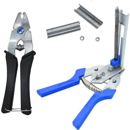 Animal Wire Cage Clamp Automatic Pliers/ Hog Ring Pliers + M Nails Bird Rabbit Cage Installation Tools Chicken Coop Equipment