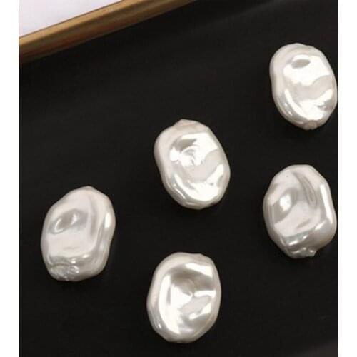 19x25MM 10Pcs Baroque Irregular Oval White Imitation Shell Pearl Charms Ear Pendants Beads Diy Jewelry Making Findings