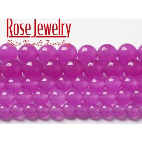 Natural Stone Fuchsia Jades Chalcedony Beads Natural Round Loose Beads For Jewelry Making DIY Bracelet Accessories 4 6 8 10 12mm