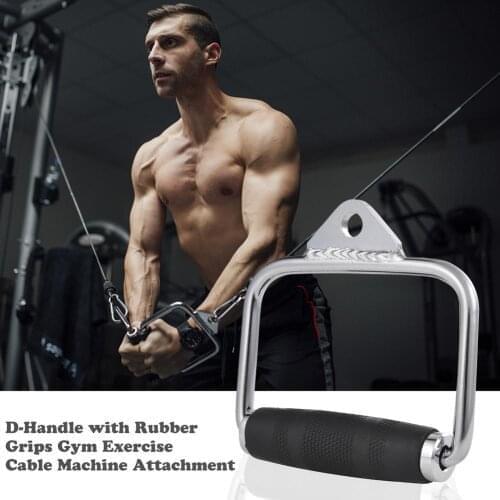 D-Handle With Rubber Grips Gym Exercise Cable Machine Attachment For Home Gym Fitness Equipment Accessories