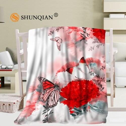 Custom Butterfly Pattern Travel Blanket Home TV Casual Relax for Family Soft Fluffy Warm Blanket