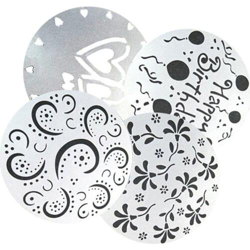 Coffee Sugar Moulds Transfer Mould Cake Decorating Tools Kitchen Baking Accessories Powder Sieve Cake 4pcs/lot PVC Spray Mold