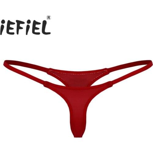 IEFiEL Sexy Women Ladies Lingerie Low Rise Stretch High Cut Solid Color Mini G-string Thong Underwear Panties for Lingerie Night