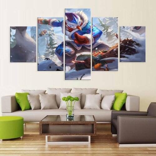 5 Piece Canvas Painting League Of Legends Game Master Yi Game Christmas Skin Poster Modern Artwork Wall Home Decor Living Room