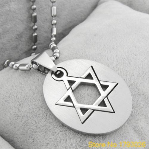 Mens Stainless Steel David Magen Hexagram Pendant Chain Detachable Necklace 4T9Z