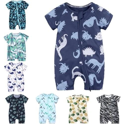 Newborn Baby Toddler Rompers Boys Girls Cartoon Dinosaur Printing Jumpsuit Kids Clothing