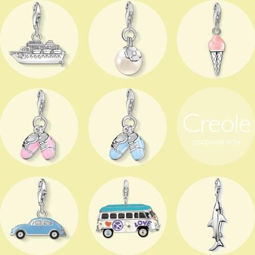Cruise Clover Pearl Ice Cream Baby Shoes Car Bus Shark Charm Pendant,2019 Trendy Summer Fashion Jewelry 925 Sterling Silver Gift