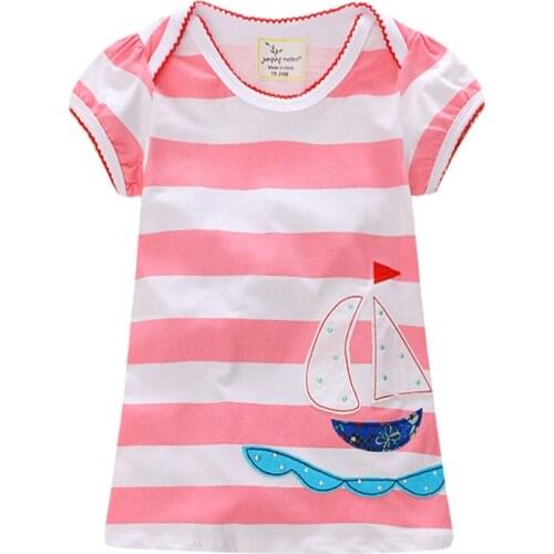 2020 jumping meters summer short sleeve dress cartoon cotton mini dress for girls cute dress for baby girls Girls clothes