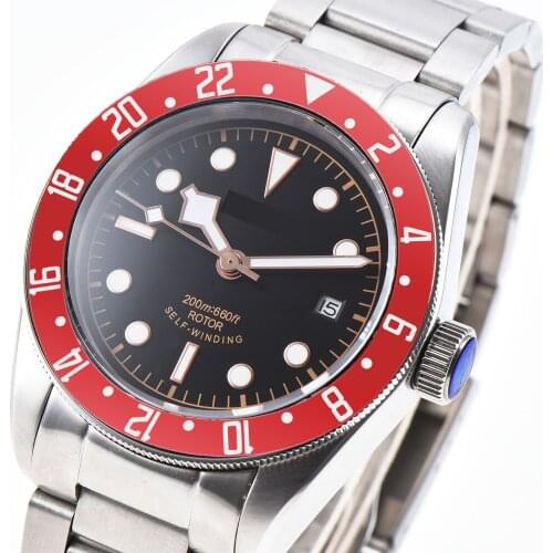 Corgeut41MM Mens sport Sapphire Glass red Rotating bezel Gold Dial PVD Automatic Mechanical auto date watch часы мужские relogio