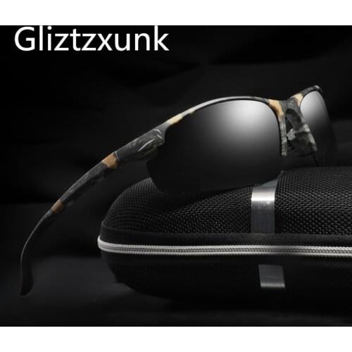 Glitztxunk Polarized Sunglasses Men Luxury Classic Designer Vintage Camouflage Sun Glasses For Male Goggles Shadow UV400 oculos