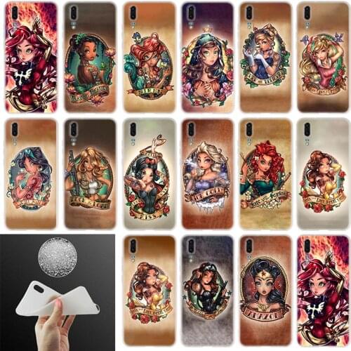 Soft Silicone Case Tattoos Princess For Huawei P40 P30 P20 Pro P10 Plus Lite P Samrt Z 2019 E 2020