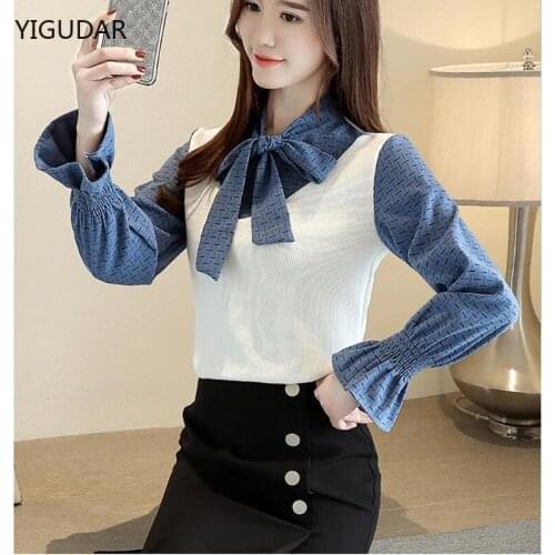 New Women blouse tops White Ruffles Bow Long Sleeve Chiffon Blouse 2021 New Work Wear Office Blusas Femininas ladies shirt tops
