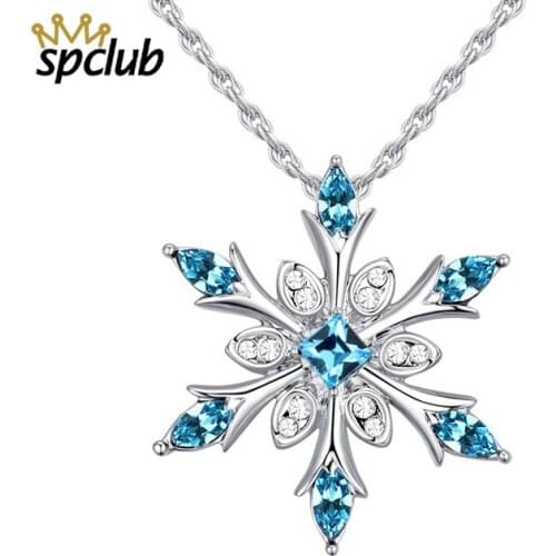 New Snowflake Pendant Necklaces Crystals from Swarovski Collier Femme Jewelry for Women Chain Nickel Free Bijoux Gifts