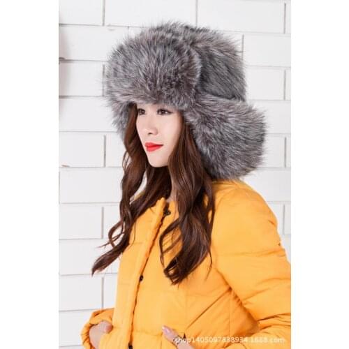 European And American-Style Autumn And Winter Warm High Quality Faux Fox Fur Raccoon Faux Fur Ushanka Earmuff Snow Cap