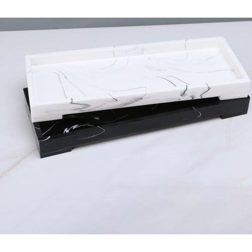 Marbles Pattern Resin Bathroom Tray Dresser Countertop Cosmetic Perfume Soap Skin Care Jewelry Organizer Plate Holder