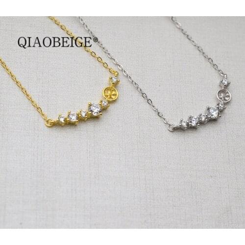 QIAOBEIGE Diy s925 silver accessories necklace mountings handmade fittings diy inlaid with 6mm bread round pearl