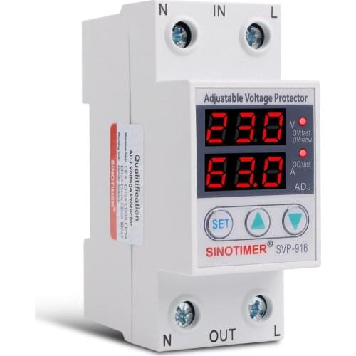 1pcs 40A 63A 80A adjustable resettable intelligent over-voltage protector current limiting delay 220V