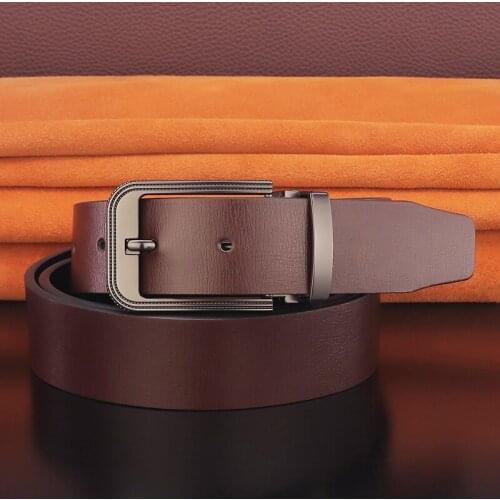 High quality gray pin buckle genuine leather fashion designers belts men casual luxury strap Cowskin young men ceinture homme