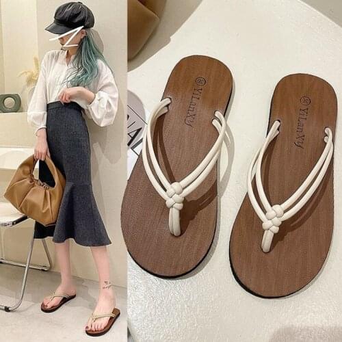 Flip-flops Women Outer Wear Flat Bottom Casual Beach Sandals And Slippers Indoor Home Toe Clip Antiskid 2021 Summer New Style