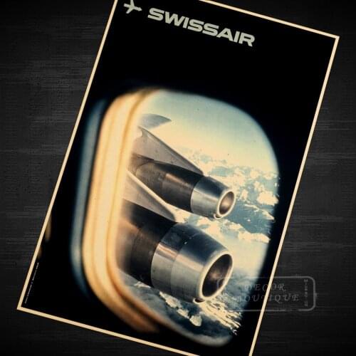 SWISS AIR SNOW MOUNT Alps Scenery Classic Canvas Painting Retro Vintage Kraft Poster DIY Wall Home Bar Posters Decor Gift
