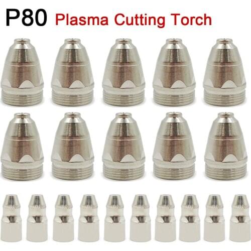 10/20pcs Premium P80 Plasma Cutting Torch Consumable Cutting 60A 80A 100A P80 CNC Plasma Torch Tip Electrode Nozzle