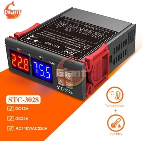 STC-3028 12V 24V 110V 220V Temperature Humidity Controller Thermostat Humidity Control Thermometer Hygrometer Household Outdoor