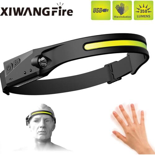 1200mAh USB Rechargeable 550LM COB LED Induction Riding Headlamp Hunting Flashlight Work Light 3Modes Warning Flashlight Torch