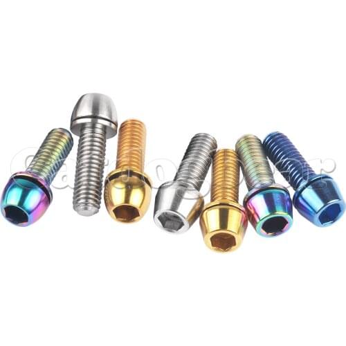 Catdogbear Titanium Bolts M6x18 20mm Half Round Head / Taper Screws with Washers for Bicycle Brake Fixing