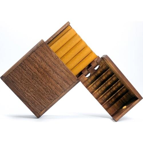 Ultra Thin Cigarette Case Black Walnut Solid Wood Handmade Box 10pcs Portable Cigarette 92*59*19mm