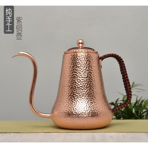 Handmade tradition pure copper fine mouth coffee pot hand-beaten tea pot coffeeware coffee maker cup set