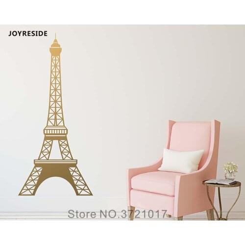 JOYRESIDE Quote Eiffel Tower Large Wall Decal Vinyl Nursery Decor For Kids Room Bedroom Gold Paris Unique Modern Mural XY190