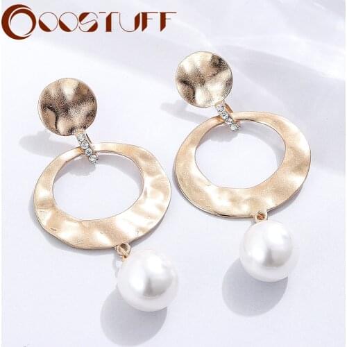 Vintage Drop Earrings with White Bead Trend Hanging Suspension Pendientes Costume Jewelry for Women Gothic Accessories brinco